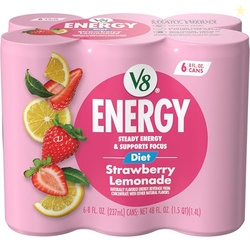 V8 Energy Diet Strawberry Lemonade Juice Energy Drink, 8 fl oz Can (6 Pack)