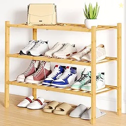 Smiry Shoe Rack, 3 Tier Bamboo Shoe Organizer AD