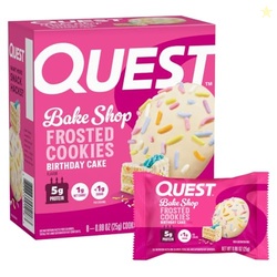 Quest Nutrition Frosted Protein Cookies, Birthday Cake, 1g Sugar, 10g Protein, 2g Net Carbs, Gluten Free, 8 Cookies