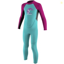 O'Neill Toddler Reactor-2 2mm Back Zip Full Wetsuit, Light Aqua/Graphite/Berry, 4