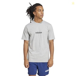 ADIDAS MEN'S ESSENTIALS LINEAR SPORTSWEAR SPORTSWEAR T-SHIRT, MEDIUM GREY HEATHER/BLACK, LARGE