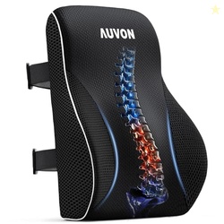 AUVON Lumbar Support Pillow for Office Chair with Patented Bulge for Lower Back Support, Ergonomic Office Home Essentials Improve Posture, Memory Foam Chair Cushion with Straps for Home, Office, Car