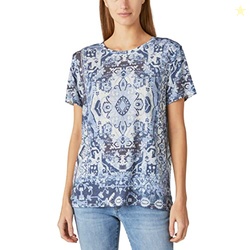 Lucky Brand Women's Printed Scoop Neck Tee, Blue Multi, X-Large