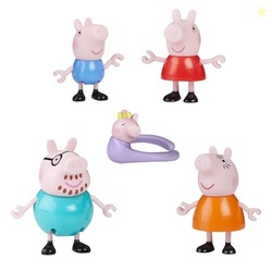 PEPPA PIG Peppa's Family of Five with Baby Evie, Poseable Figures Hold Hands, Preschool Toys for Girls and Boys 3 and Up