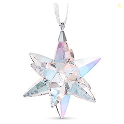 SWAROVSKI Shimmer Star Ornament, Medium, Multicolored Swarovski Crystals on White Satin Ribbon, Part of the Swarovski Classic Collection