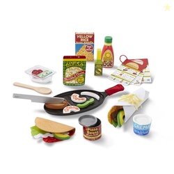 Melissa & Doug Fill & Fold Taco & Tortilla Set, 43 Pieces  Sliceable Wooden Mexican Play Food, Skillet, and More - FSC Certified