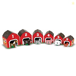 Melissa & Doug Nesting and Sorting Barns and Animals with 6 Numbered Barns and Matching Wooden Animals