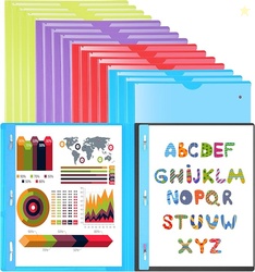 WOT I Double-Side Prong Folders with Clear Front Pocket 16 Pack