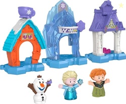 Fisher-Price Disney Frozen Snowflake Village Set by Fisher-Price Little People, 3 connecting playsets with Anna, Elsa and Olaf characters for toddlers and kids
