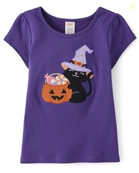 Gymboree,and Toddler Embroidered Graphic Short Sleeve T-Shirts,Purple Cat,2T