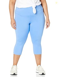 Amazon Essentials Women's Active Sculpt Workout Athleisure High Rise Capri Leggings (Available in Plus Size), French Blue, 2X