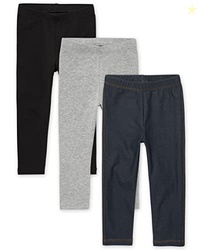 The Children's Place Baby Girls And Toddler Girls Leggings,Black/Smoke Gray/True Indigo 3 Pack,12-18MOS