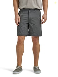 Lee Men's Extreme Motion Regular Fit Synthetic Flat Front Short Charcoal 32