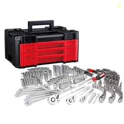 CRAFTSMAN 262-PIECE MECHANIC TOOL SET WITH 3-DRAWER VERSASTACK BOX, SAE AND METRIC SOCKET SET, CAR AND MOTORCYCLE TOOL KIT WITH COMBINATION WRENCHES AND SPARK PLUG SOCKETS (CMMT45309)