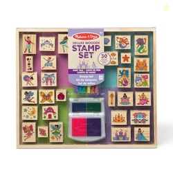 Melissa & Doug Deluxe Wooden Stamp and Coloring Set  Fairy Tale (30 Stamps, 6 Markers, 2 Durable 2-Color Stamp Pads) Fairy Tale-Themed Wooden Stamps for Kids and Coloring Activity Set