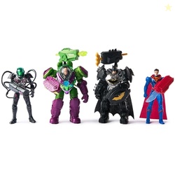 DC Comics, Metal Force Team Up Brainiac and Lex Luthor vs Batman and Superman Set, 4-Inch Action Figures with Exclusive Accessories, Includes Character Cards, Kids Toys of Boys Ages 4 and Up
