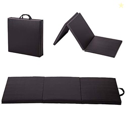 Gymnastics Tumbling Mats Portable Gymnastics Mat 3 Folding Tumbling Mat 2'x6'x1.6"Thick Yoga Mat PU Leather Exercise Mat with Carrying Handles for home Workout outdoor Yoga Gymnastic