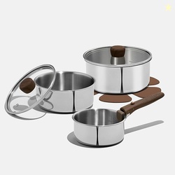 CAROTE Tri-Ply Stainless Steel Sauce Pan with Detachable Handle, 8PCS