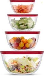 JoyJolt Kitchen Mixing Bowls - 8pc Glass with Lids Set