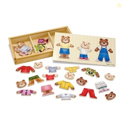 Melissa & Doug Wooden Bear Family Dress-Up Puzzle, 45 Pieces Mix and Match Outfits, Sorting & Matching Toy with Storage Case, Educational Puzzle for Toddlers Ages 3+