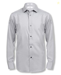 Calvin Klein Boys' Long Sleeve Sateen Dress Shirt, Button-down Style With Buttoned Cuffs & Shirttail Hem, Grey, 16