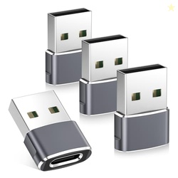 Basesailor USB C Female to USB Male Adapter for iPhone 17 16 Pro Max 4Pack,USB to USB C Adapter Car Charger Cable Converter for Airpods Pro 3,Apple 15 14 13 Max,iWatch 11,iPad mini 6 7,Galaxy S25 A54