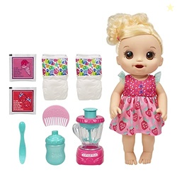 Baby Alive Magical Mixer Baby Doll, Strawberry Shake, Doll with Toy Blender, Baby Doll Set for Kids 3 and Up, Blonde Hair