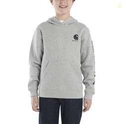 Carhartt Boys Long Sleeve Hooded Sweatshirt, Grey Heather, 5