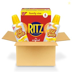 RITZ Original Crackers and Easy Cheese Cheddar Snack Variety Pack, 1 Family Size Box & 2 Cans