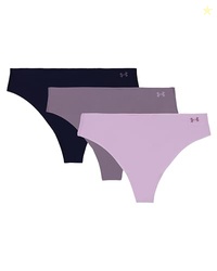 Under Armour UA Pure Stretch No Show Thong - Solid 3Pk, Purple Ace, XL