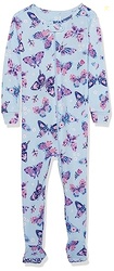 The Children's Place Baby Girls Snug Fit 100% Cotton Zip-front One Piece Footed Pajama And Toddler Sleepers, Butterflies, 6-9 Months US