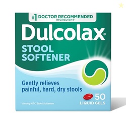 Dulcolax Stool Softener Laxative Liquid Gel Capsules, Gentle Constipation Relief for Hard, Dry Stools, Docusate Sodium 100 mg, 50 Count