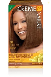 Moisture Rich Liquid Hair Color by Creme of Nature, C20 Light Golden Brown, with Shea Butter Conditioner, 1 Application