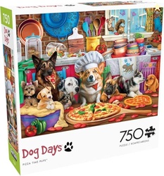 Buffalo Games - Pizza Time Pups by Brigid Ashwood 750 Piece Jigsaw Puzzle for Adults and Teens Colorful Dogs Kitchen Scene
