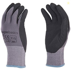 Amazon Basics Micro-Foam Nitrile Coated Work Gloves, Nylon Liner Fiber, Touch Screen, Grey, Size 7/S, 12-Pair