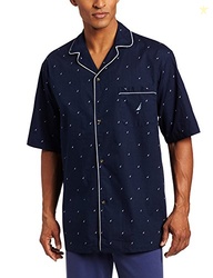 Nautica Men's Short Sleeve Cotton Button Down Woven Pajama Top