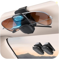 2 Pack Magnetic Sunglasses Holder for Car Visor [One Hand Operation & Scratch Proof], Sunglass Holder Clip, Sunglass Holder Gadgets Eyeglass Holder for Glasses, Stocking Stuffers for Men 2025, Black