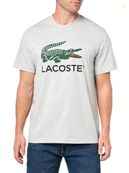 Lacoste Men's Signature Print Cotton T-Shirt, Silver Chine, XX-Large