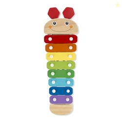 Melissa & Doug Caterpillar Xylophone Musical Toy with Wooden Mallets 15.25" x 6.5" x 1.5", Blue