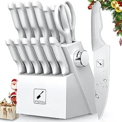 imarku 14-Piece Kitchen Knife Set with Block and Sharpener