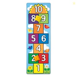 Melissa & Doug Hop and Count Hopscotch Game Rug (3 pcs, 78.5 x 26.5 inches) Classic Hopscotch Rug for Kids