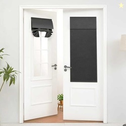 Warmstar Blackout French Door Curtain 1 Panel, Linen Privacy Front Door Window Covering,Insulated Curtain for Glass Velcro Room Darkening Blind, 12 X 68 Inch, Black
