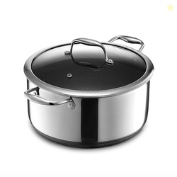 HexClad Hybrid Nonstick 8-Quart Stockpot with Tempered Glass Lid, Stay-Cool Handles, Dishwasher-Friendly, Oven-Safe Up to 900F, Induction Ready, Compatible with All Cooktops