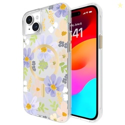 Rifle Paper Co. iPhone 15 Plus Case [Compatible with MagSafe] [12ft Drop Protection] Cute iPhone Case 6.7" with Floral Pattern, Anti-Scratch Tech, Shockproof Material, Slim Fit - Pastel Marguerite