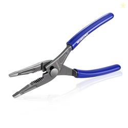 WORKPRO 8'' Long Nose Slip Joint Pliers, CR-V Needle Nose Pliers with Comfortable Grip Handles, 3-Zone Serrated Jaw from Premium Steel for Clamping, Tightening and Loosening