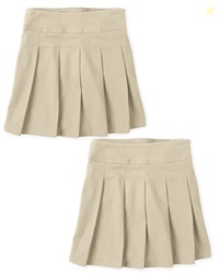 The Children's Place Girls Pleated Skort,Sandy 2 Pack,10