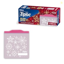 Ziploc Quart Food Storage Bags, Grip 'n Seal Technology for Easier Grip, Open, and Close, 24 Count, Holiday Designs
