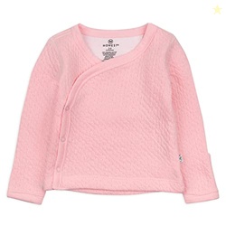 HonestBaby Organic Cotton Matelasse Side-Snap Kimono Top, Pink, 6-9 Months