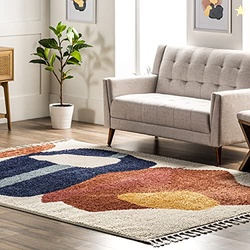 nuLOOM Ashton Shaggy Contemporary Abstract Tassel Area Rug, 8x11, Beige