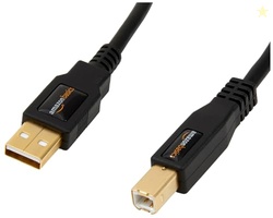 Amazon Basics USB-A to USB-B 2.0 Cable for Printer or External Hard Drive, Gold-Plated Connectors, Black, 10 Foot